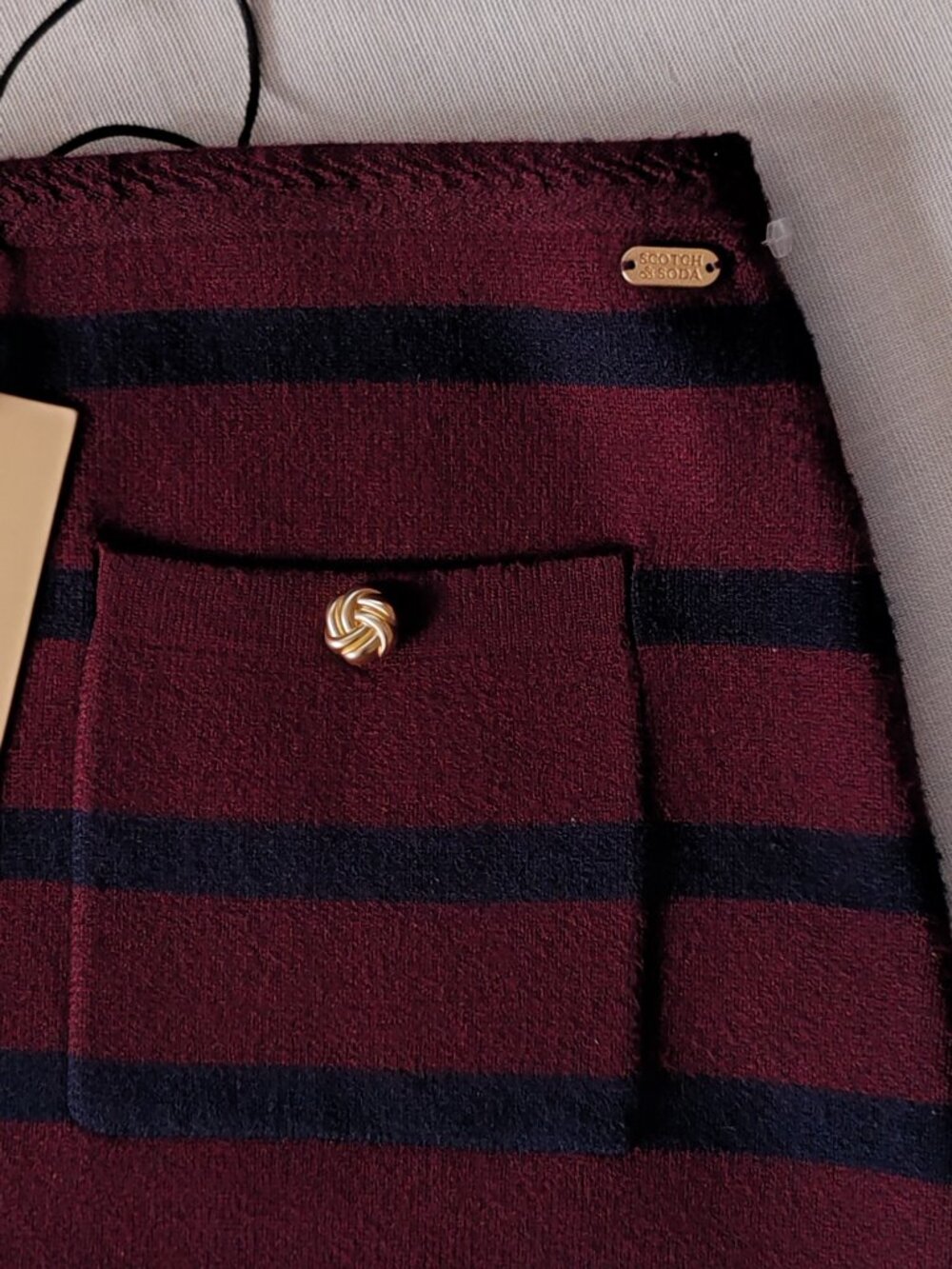 Scotch & Soda NWT Striped Knit Mini Skirt with Gold Buttons - XL - Picture 5 of 15